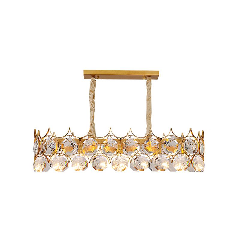 Luz colgante de araña geométrica dorada de cristal biselado posmoderno luz colgante