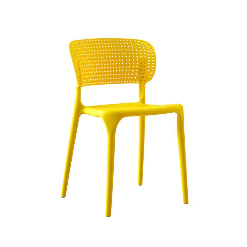 Chaise sans bras de salle à manger en plastique de style contemporain, chaises latérales de salle à manger à dos ouvert