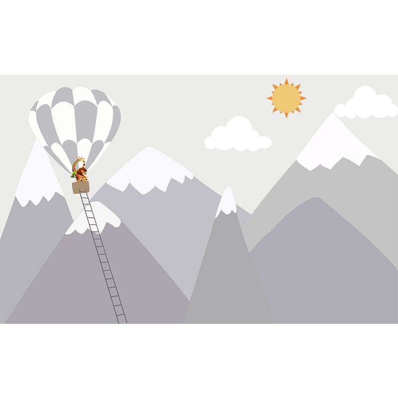 Hot Air Balloon Trip Murals Cartoon Moisture Resistant Kids Room Wall Art, Customized Size