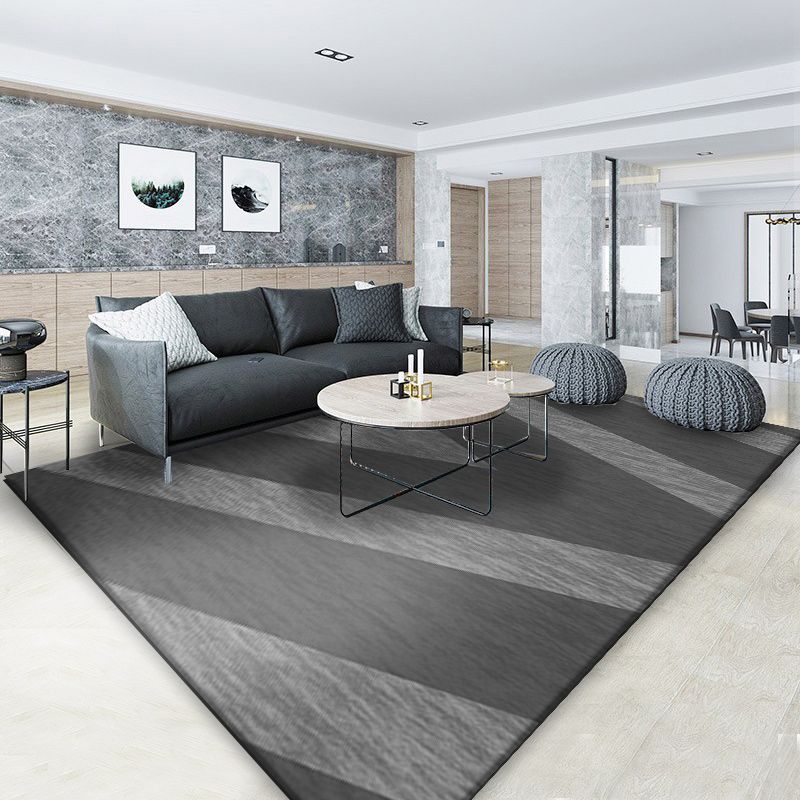 Grey Modern Area Carpet Geometric Pattern Polyester Area Rug Non-Slip Rug for Home Decor