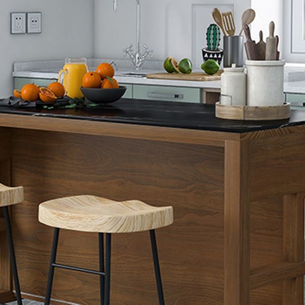 Contemporary Stationary Kitchen Island Set Wood Rectangular Kitchen Island Set