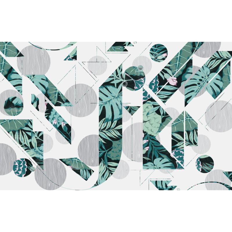 Tropical Irregular Leaves Mural Decal White Waterproofing Wall Decor for Boys Room