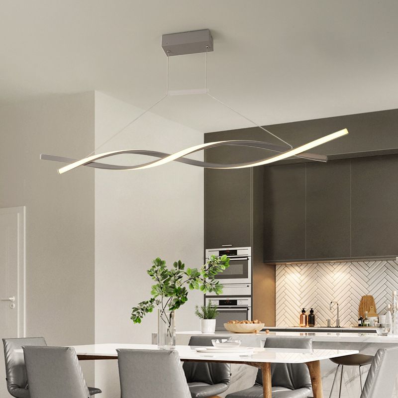 Minimalist LED Island Light Nordic Style Winding Lines Suspension Lighting Fixture for Kitchen Bar