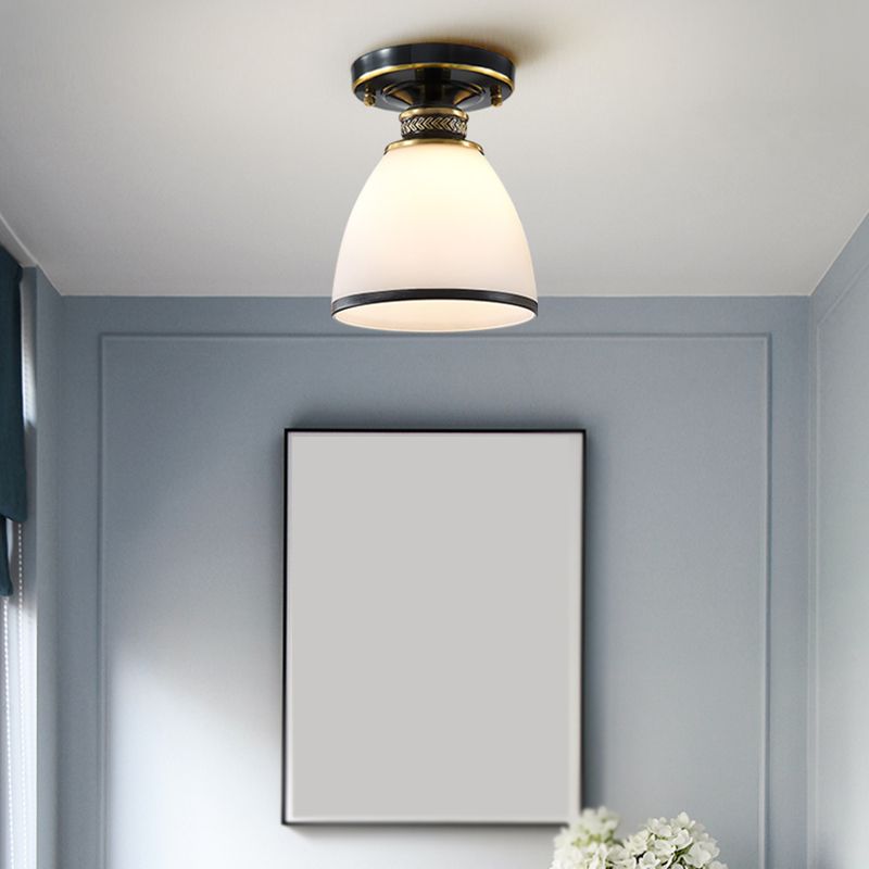 Lámpara de techo simple Lámpara de techo moderna de montaje empotrado con pantalla de vidrio para dormitorio