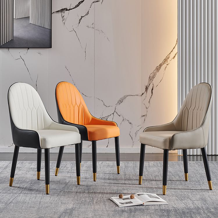 Glam Wood Dining Arm Chairs Faux Leather Dining Chairs for Restaurant Use (Set of 2)