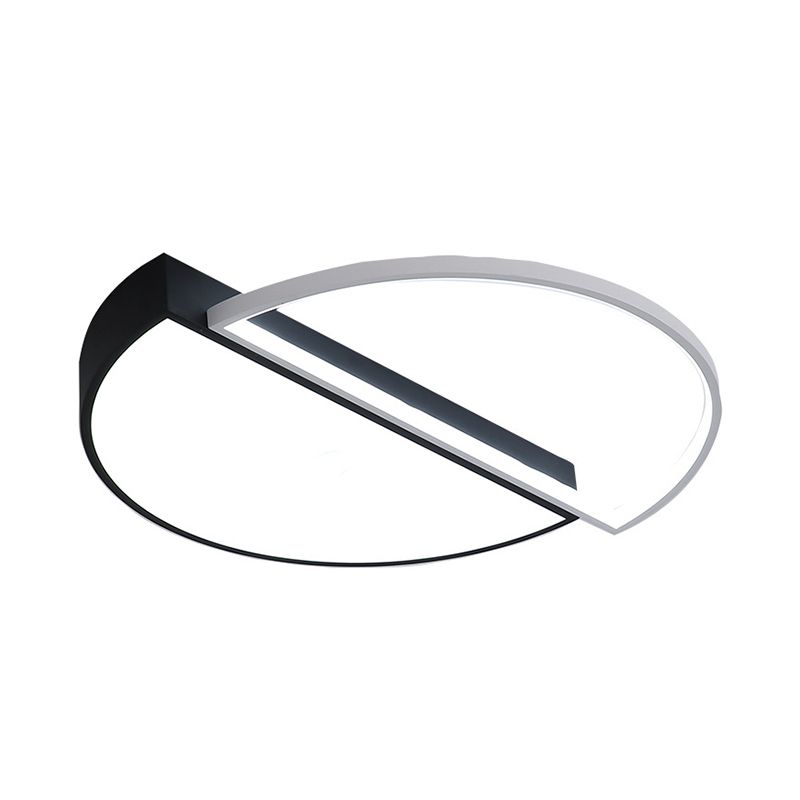 Splicing Round Flush Mount Ceiling Light Modernity Metal LED Black/White Flush Lamp in Warm/White Light/Remote Control Stepless Dimming, 18"/21.5" W