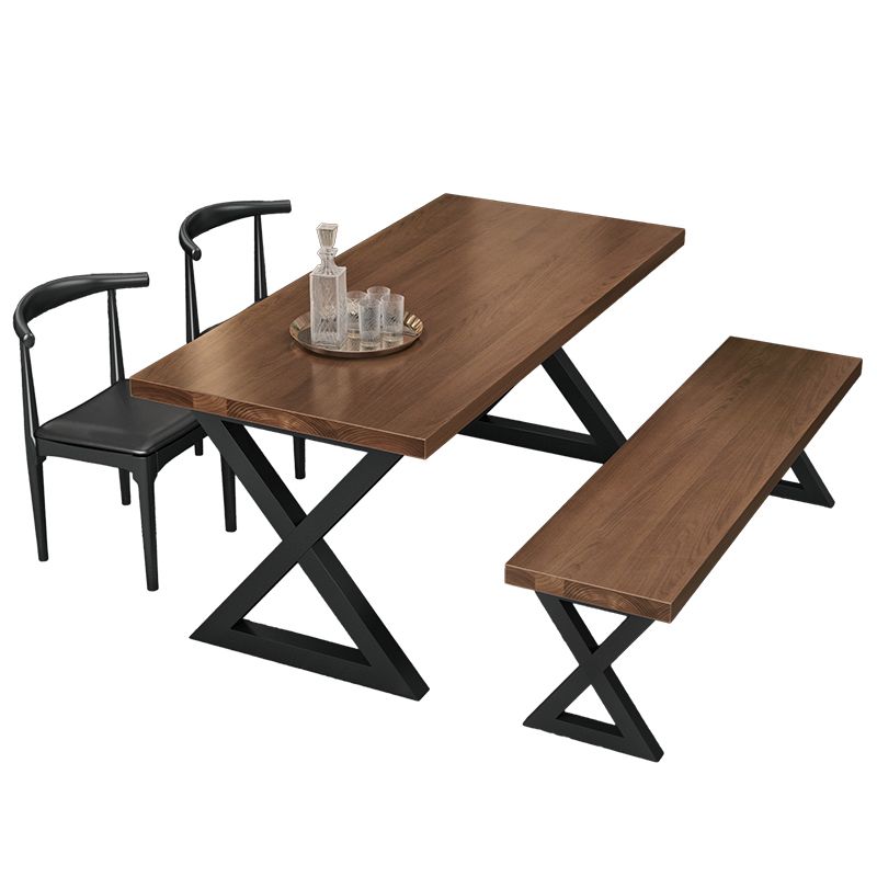 Industrial 1/3/4/5 Pieces Dining Set Rectangle Pine Wood Dining Table for Dining Room