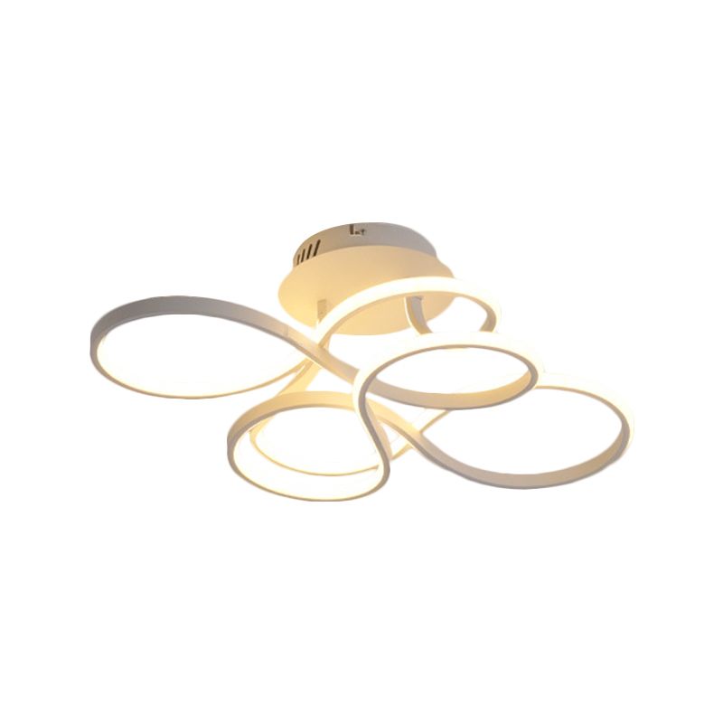 Metallic Twisted Line Flush Mount Simplicity White/Brass/Gold LED Close to Ceiling Lighting, White/3 Color Light
