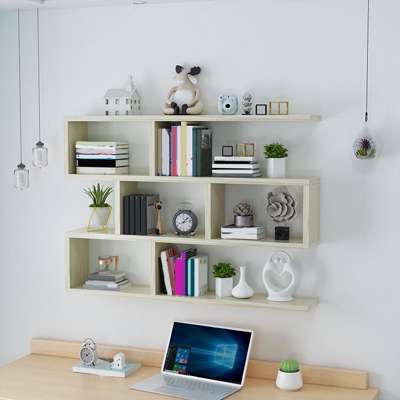 Wall Unit Open Book Shelf Modern Engineered Wood Shelf Bookcase for Home