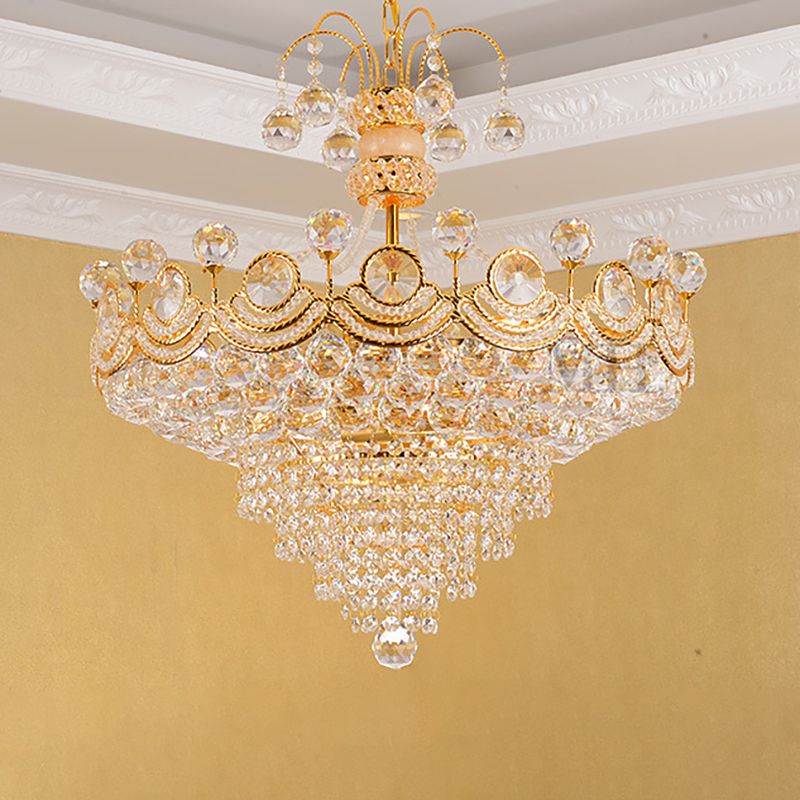 Lumo lampadario cono di cristallo moderno a 10 luci a soffitto in oro per sala da pranzo