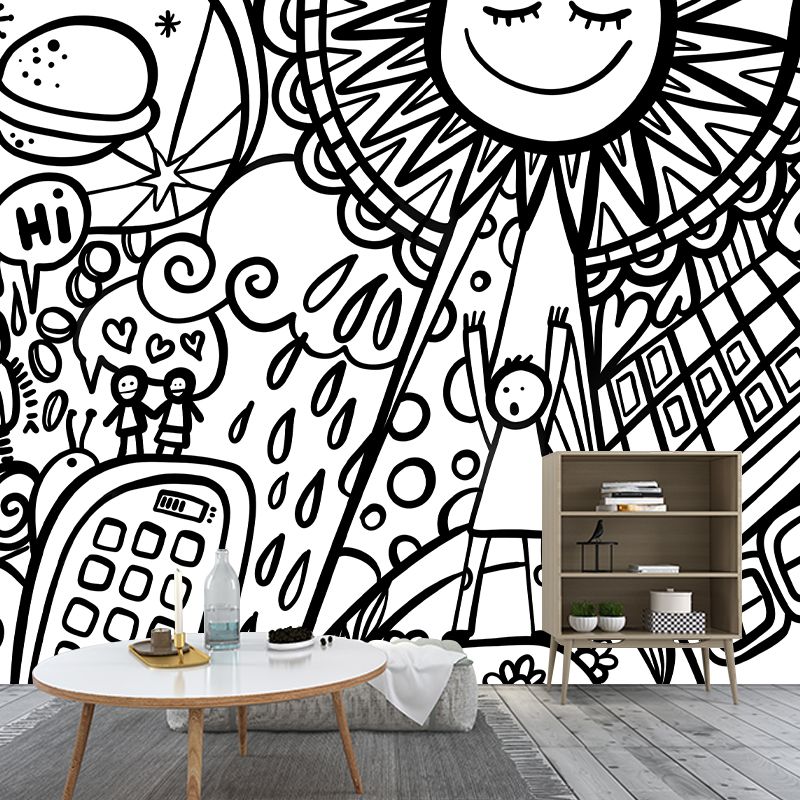 Contemporary Pattern Mildew Illustration Wall Mural Horizontalt for Living Room