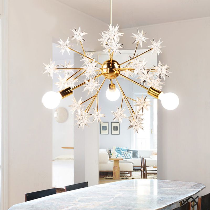 Candelier contemporáneo Candelier Luz Led de cristal Led colgante de techo en oro