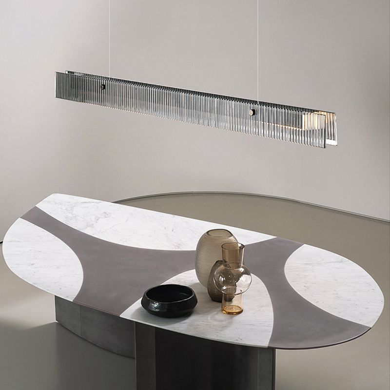 1-Light Island Ceiling Light Modern Style Rectangular Shape Glass Pendant Lighting