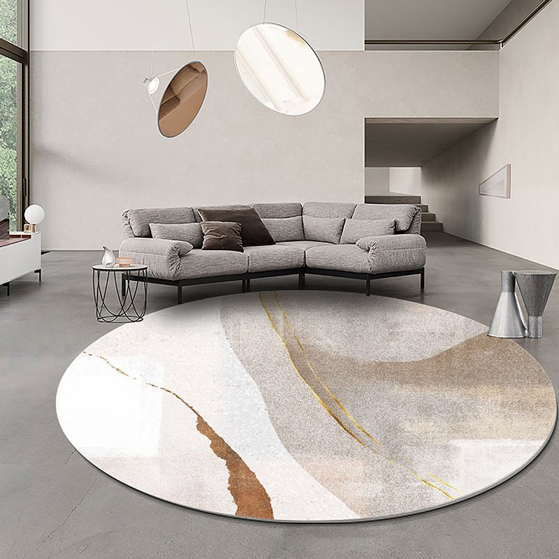 Contemporary Round Carpet Abstract Pattern Rug Stain Resistant Area Rug for Living Room