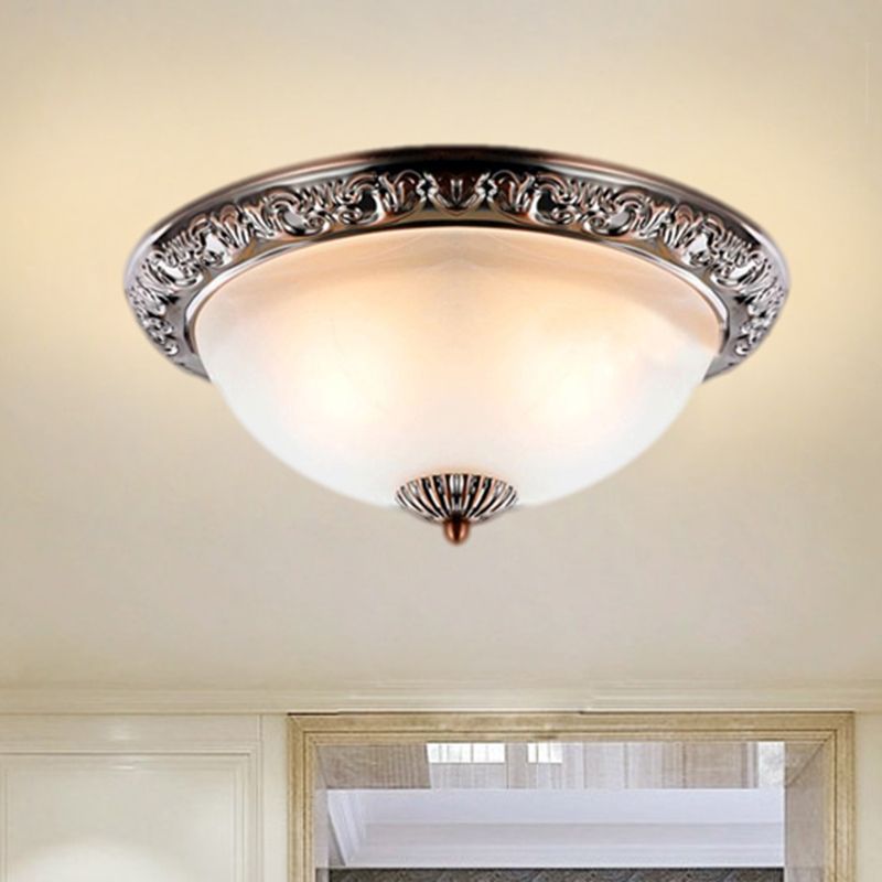 Frosted Glass Bronze/Copper Flushmount Lighting Cone 2 Bulbs 11"/13"/15" W Vintage Close to Ceiling Lamp