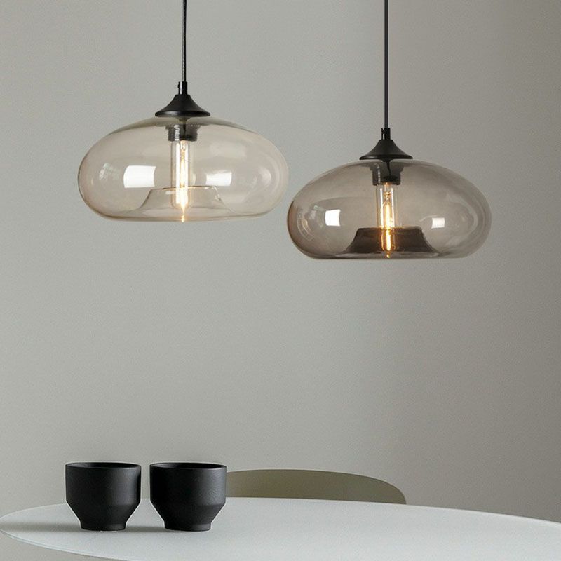 Moderne ellips suspensielamp glas 1 kop eettafel hanglamp in het zwart