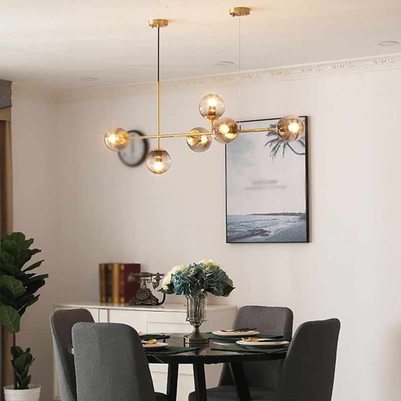 Nordic Glass Island Light Gold Globe 6 Lichter Island Anhänger für Wohnzimmer