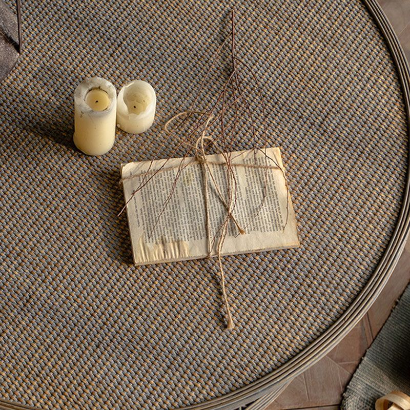 French Country Style Side Table with Round Aged Solid Wood Frame Base