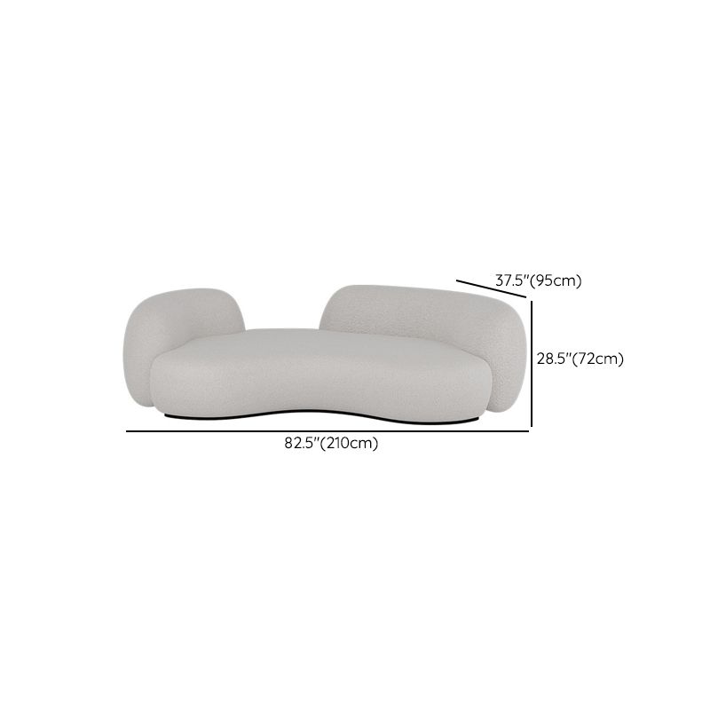 Contemporary Tuxedo Arm Sofa Fabric Sofa in White, Tight Back Curved Sofa