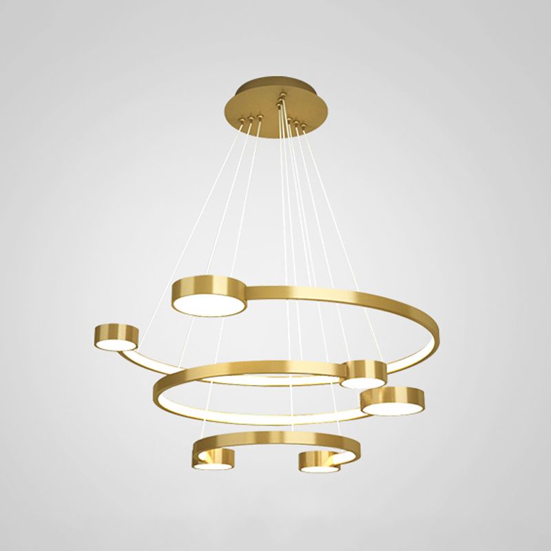 Luces de lámpara de araña de forma múltiple contemporánea accesorios de iluminación de lámpara de metal