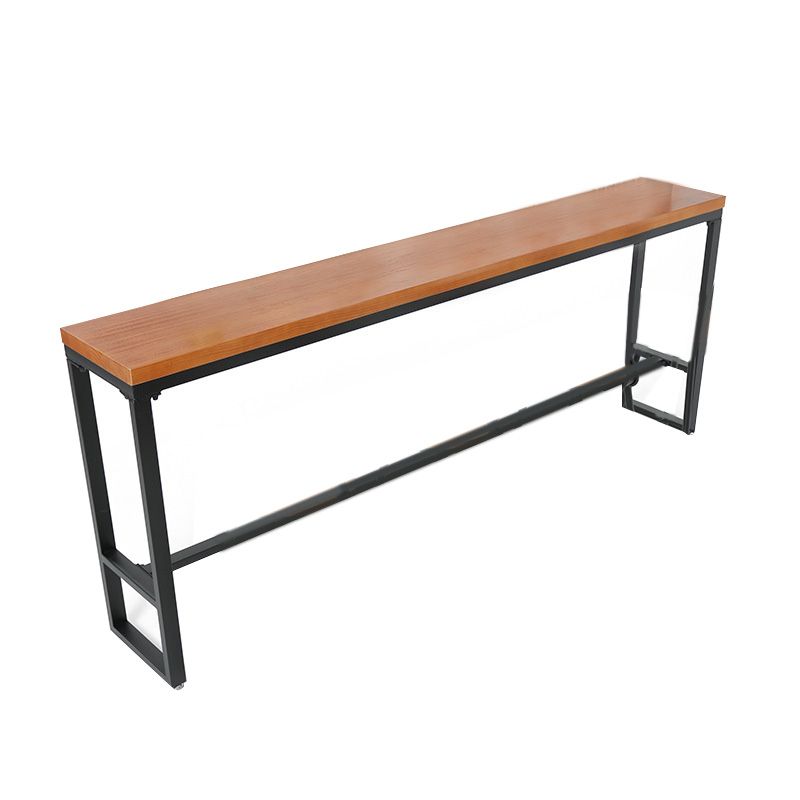 Modern Metal Base Bar Table Black Iron Solid Wood Patio Bar Table