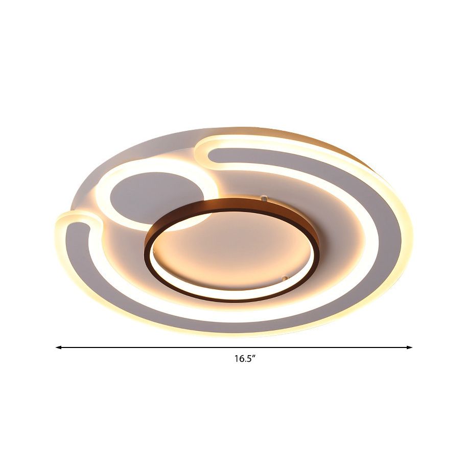 16.5"/20.5"/24.5" Wide Metal Round Ceiling Flush Mount Nordic Style White Flush Lamp in Warm/White