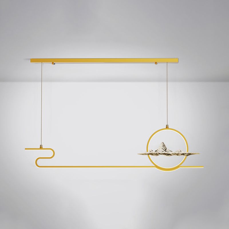 Contemporary Linear Pendant Lighting Fixtures Metal 2 Light Island Light Fixtures