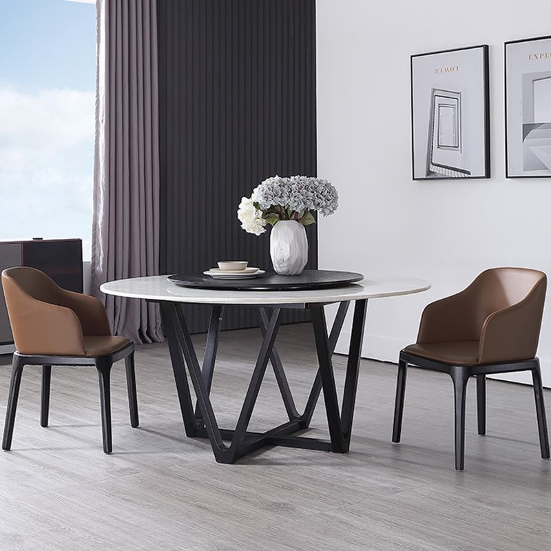 Brown Contemporary Dining Accent Chair Black Oak Wood Legs Dining Chair
