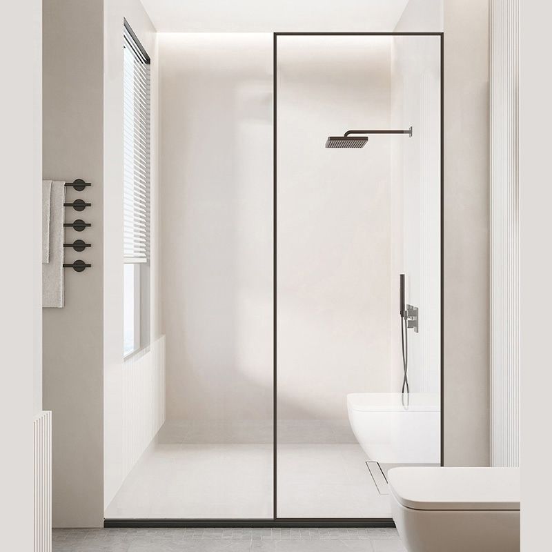 Black Full Frame Fixed Shower Screen Tempered Glass Shower Door
