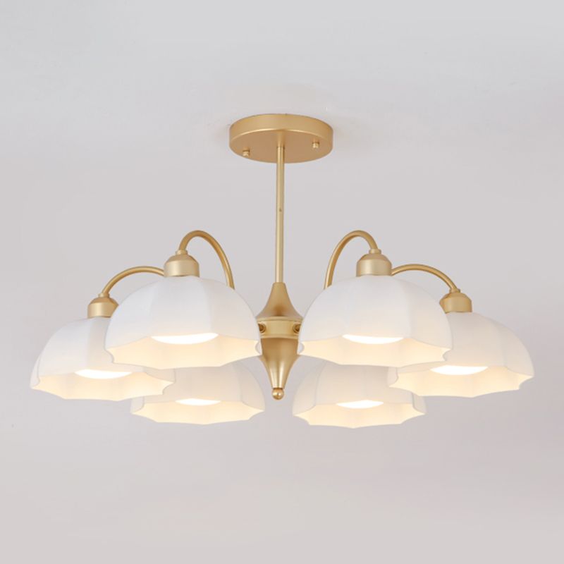 Glass Floriated Pendant Light in Modern Creative Style Lacquered Iron Chandelier for Dining Room