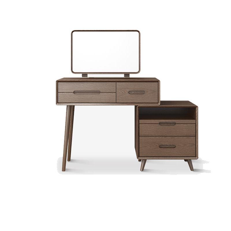 Solid Wood Makeup Vanity Desk Storage Box Makeup Vanity Set with Drawer