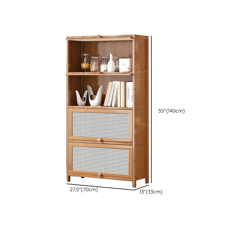 Bamboo Bookcase Standard Contemporary Closed Back Bookshelf with Cabinets