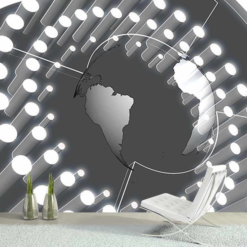 Map Illustration Mildew Resistant Mural Wallpaper Living Room Wall Mural