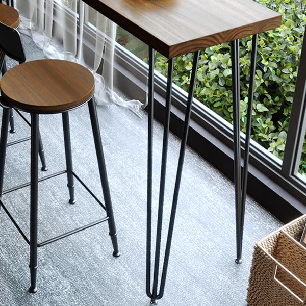 Solid Wood Pub Table Bar Height Industrial Rectangle Bar Table for Small Places