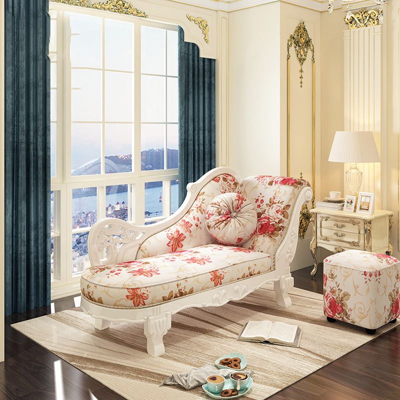 French Country Chaise Lounge Couch Flower Chaise with One Armed