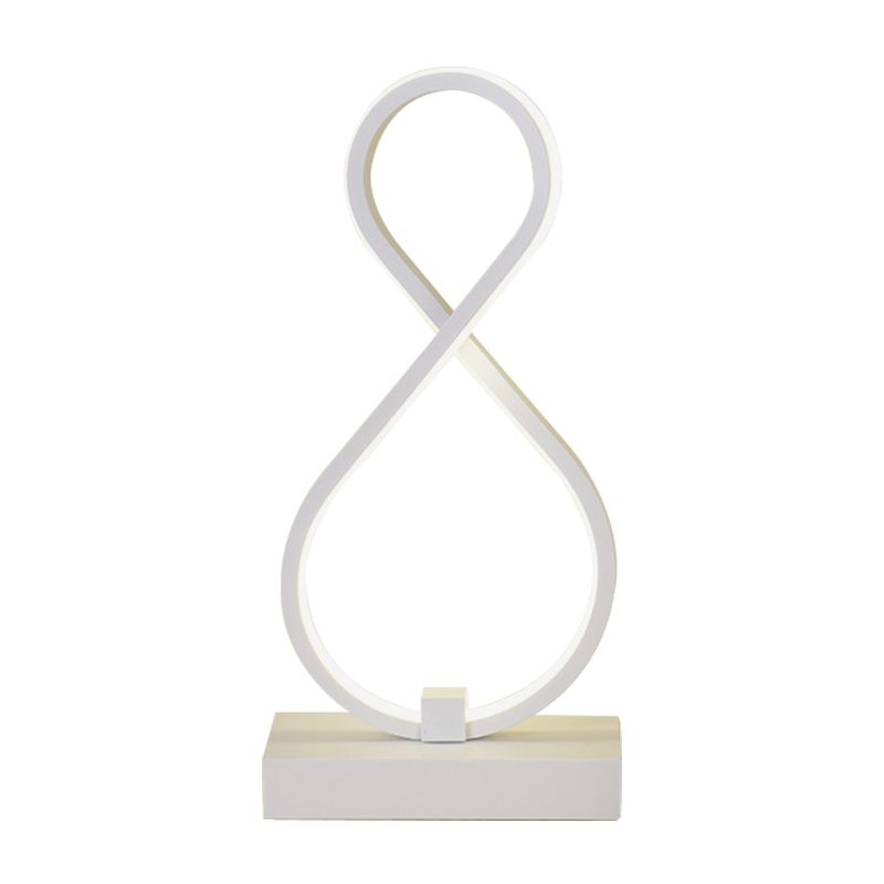 Tableau Twisted Modernisme Acrylique LED White Nightstand Lampe avec base en métal rectangulaire