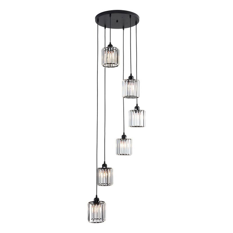 Geometric Prismatic Crystal Multi Ceiling Light Simplicity Black Suspension Lighting for Staircase