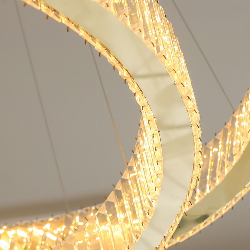 Multi-Tier Modern Style Chandelier Lighting Fixtures Crystal Hanging Chandelier in Gold