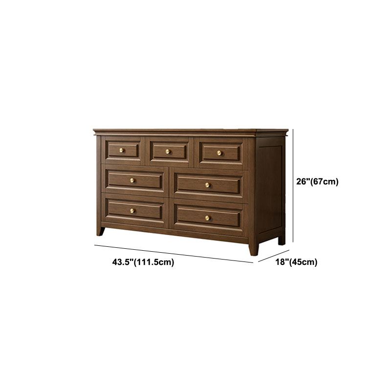 Glam Bedroom Storage Chest Wooden Chest in Brown with Drawers