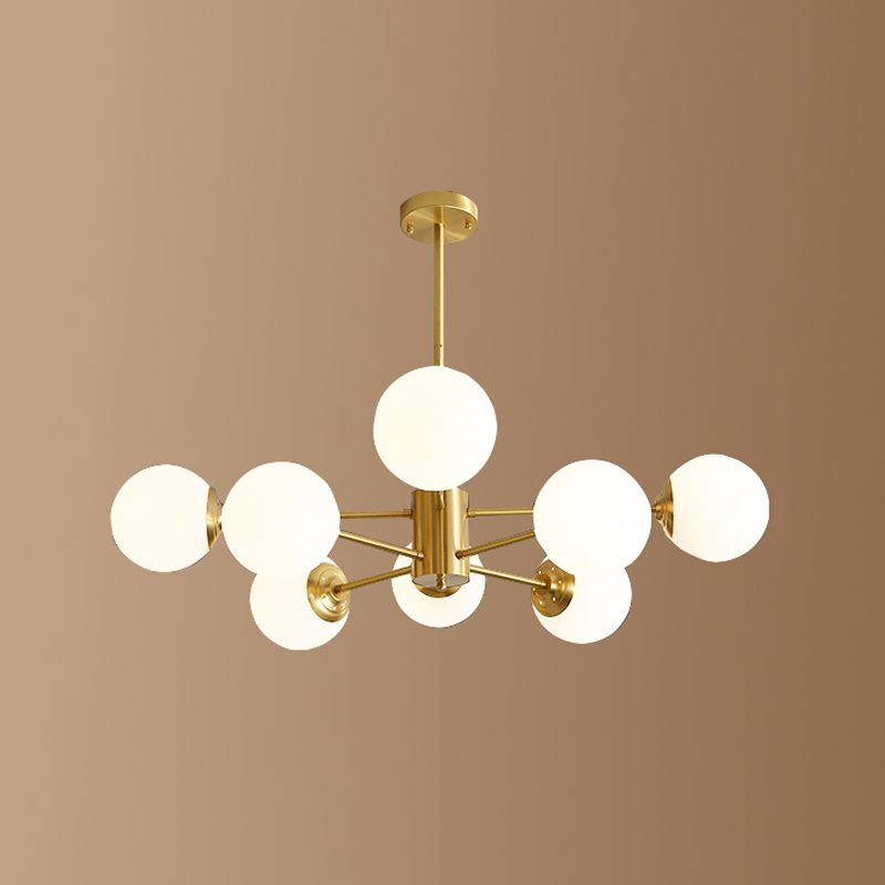 Contemporary Gold Frame Chandelier Light Fixtures Glass Hanging Chandelier for Bedroom