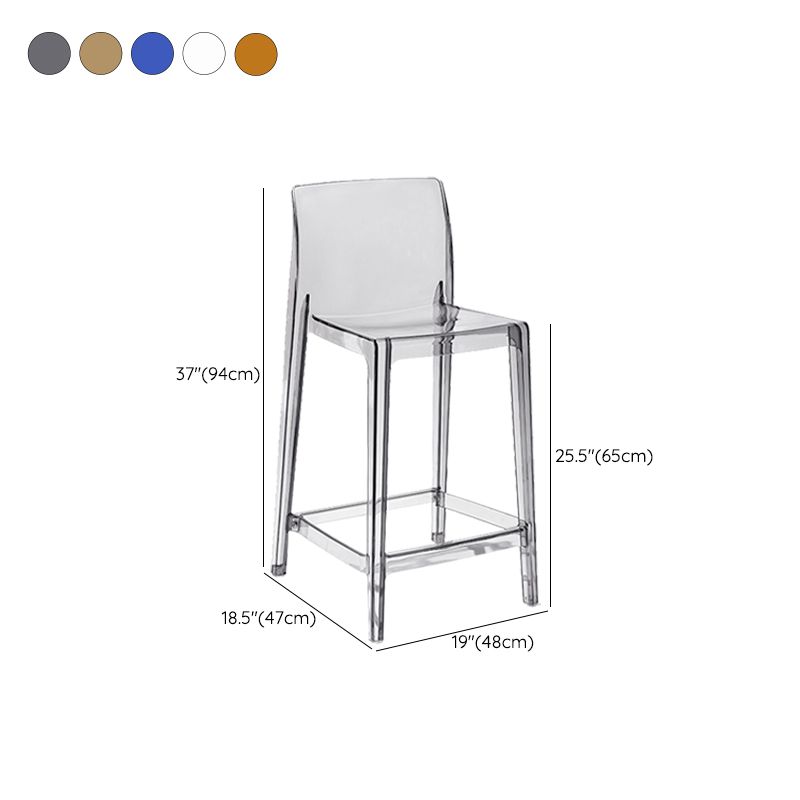 Contemporary Plastic Low Back Indoor Bar Stool with Footrest