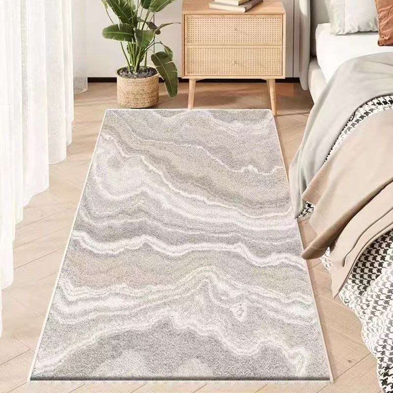 Gray Casual Rug Polyester Feather Rug Stain Resistant Rug for Drawing Room