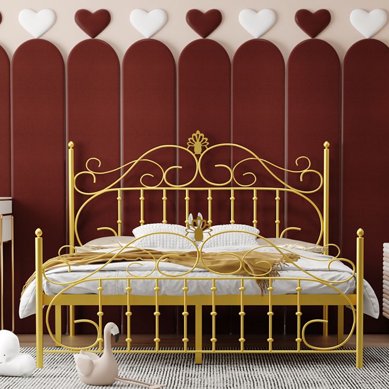 Contemporary Metallic Open-Frame Bed 48.4" Tall Bed with Arched Headboard