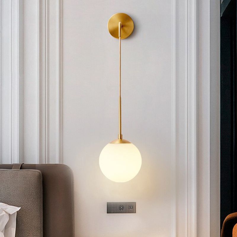 Ball Shape Glass Wall Light Modern Style 1 Light Wall Light Sconce in Gold