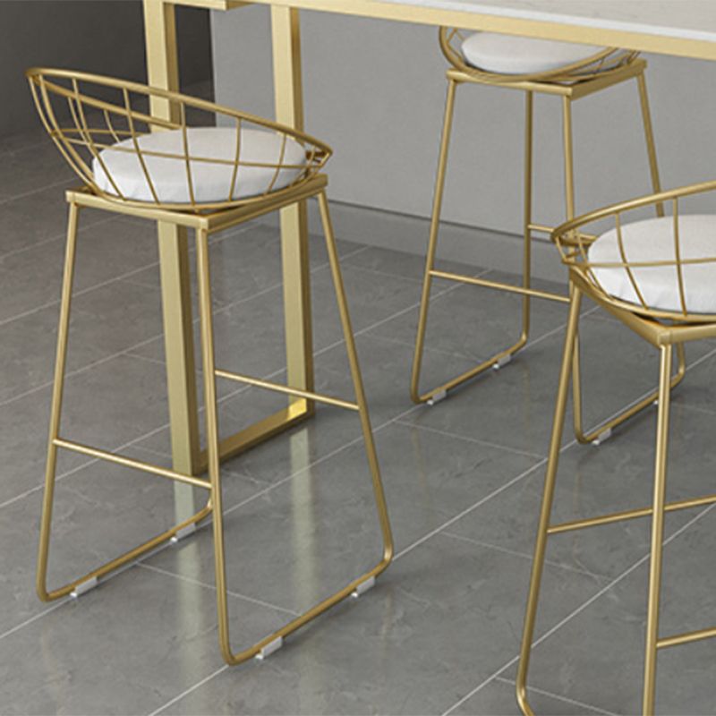 Glam Upholstered Counter Stool Low Back Stool with Gold Frame