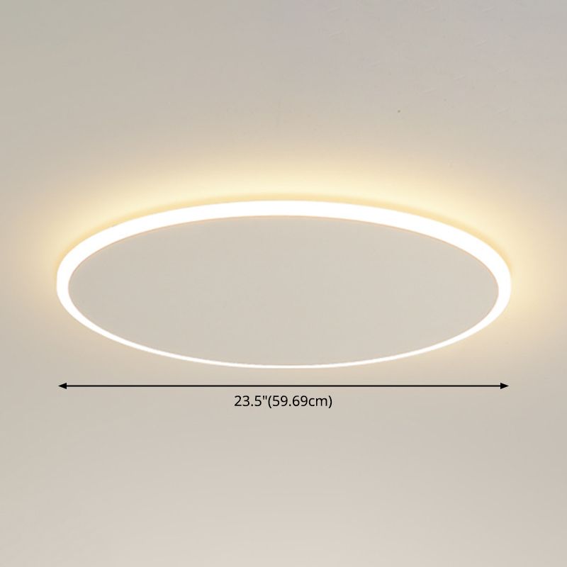 Modern Style Round Disc Led Flush Mount Fixture Metal 1 Light in white for Living Room