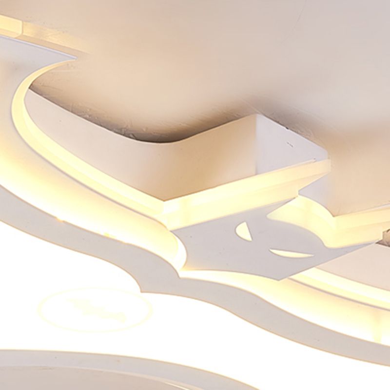 Acrylique Bat Ceiling Mount Light Kindergarten Corridor Modern Style Flushmount Light in White