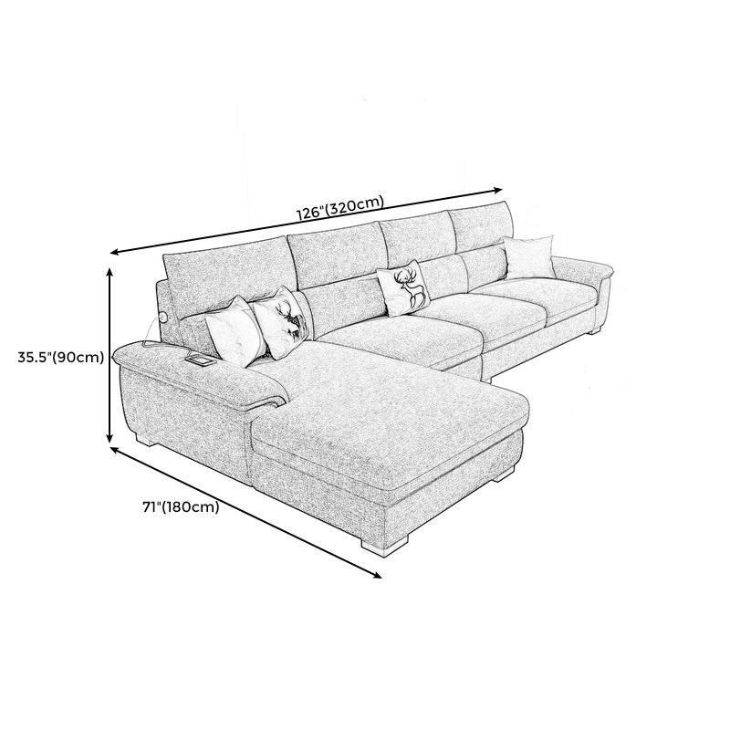 35.43"High Pillow Top Arm Sectional Slipcovered Sofa with Cushion Back