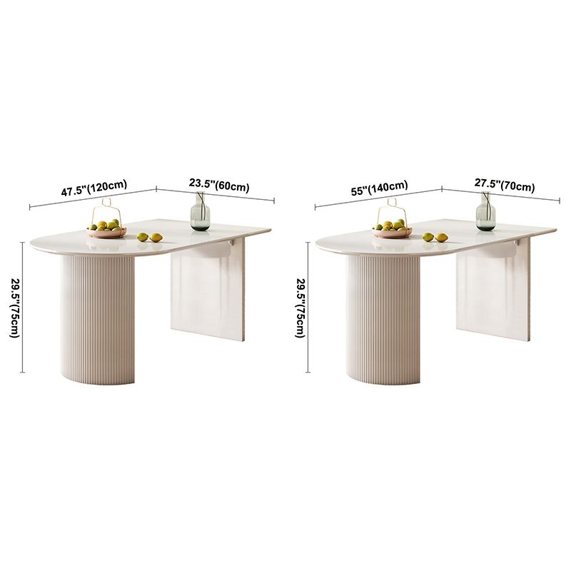 Unregelmäßiger Esstisch aus gesintertem Stein, moderner Inseltisch mit doppeltem Sockel
