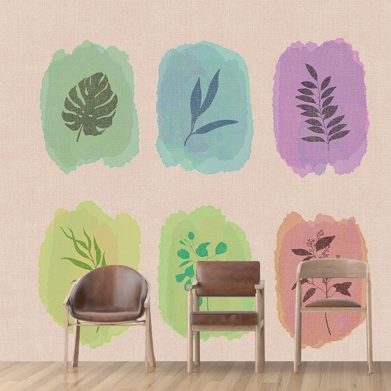 Eco-friendly Illustration Wall Mural Wallpaper Plant Decoration Sitting Room Wall Mural
